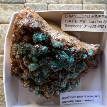 ROSASITE WITH SELENITE ON DOLOMITE - BOU BEKKER, MOROCCO  233g MF9829