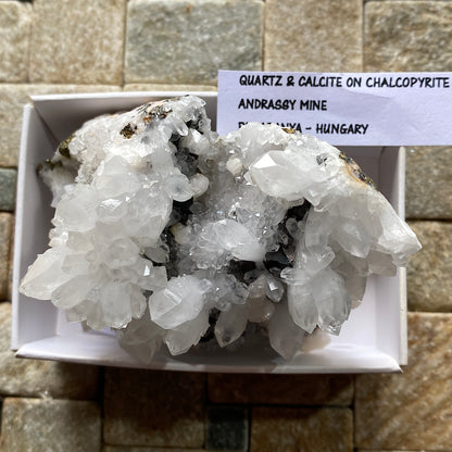 QUARTZ WITH CHALCOPYRITE WITH TRACES OF CALCITE  FROM ANDRASSY 1 MINE, RUDABANYA, HUNGARY 177g MF9685