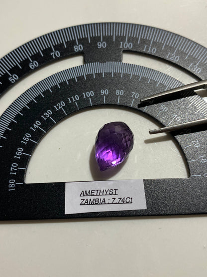 AMETHYST QUARTZ NATURAL GEMSTONE : LIVINGSTONE, ZAMBIA 7.74Ct MFG4809