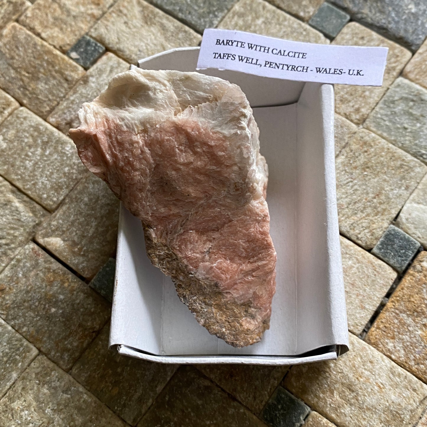 BARYTE WITH CALCITE - TAFF'S WELL QUARRY, PENTYRCH, WALES, U.K.