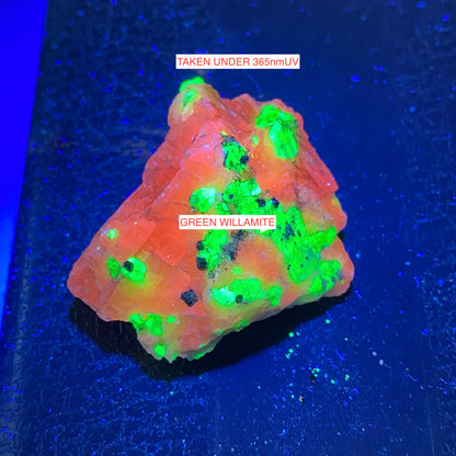 WILLEMITE & CALCITE : STERLING MINE, SUSSEX COUNTY, NEW JERSEY, U.S.A. 19g. MF5448