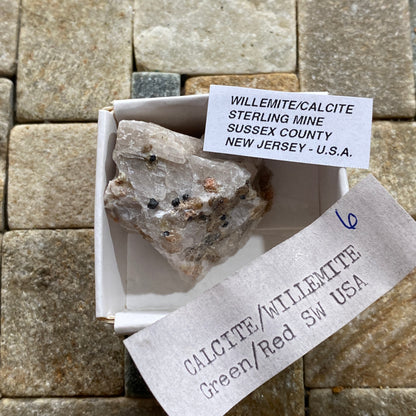 WILLEMITE & CALCITE : STERLING MINE, SUSSEX COUNTY, NEW JERSEY, U.S.A. 19g. MF5448