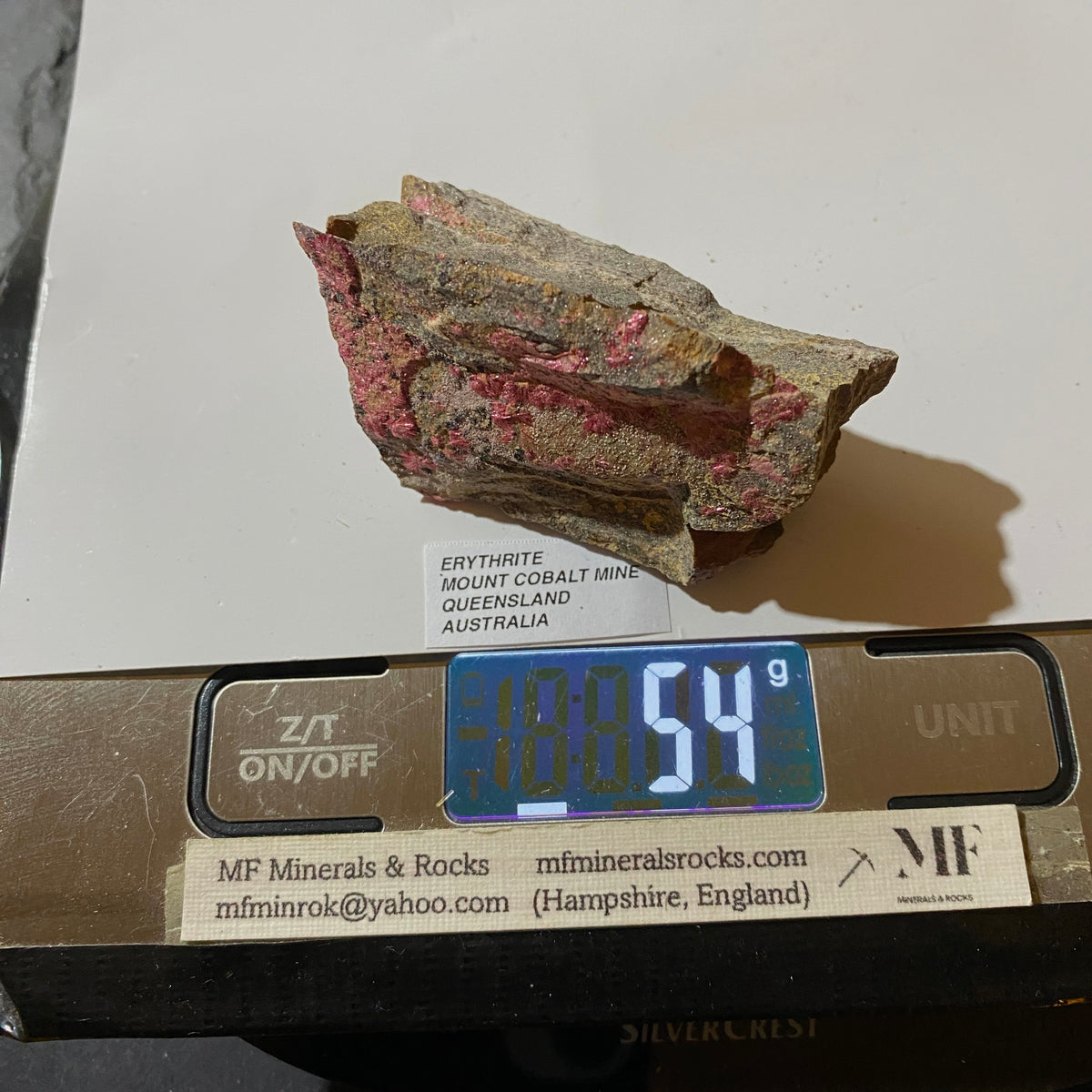 ERYTHRITE : MOUNT COBALT MINE, SELWYN DISTRICT, QUEENSLAND, AUSTRALIA 54g MF5432