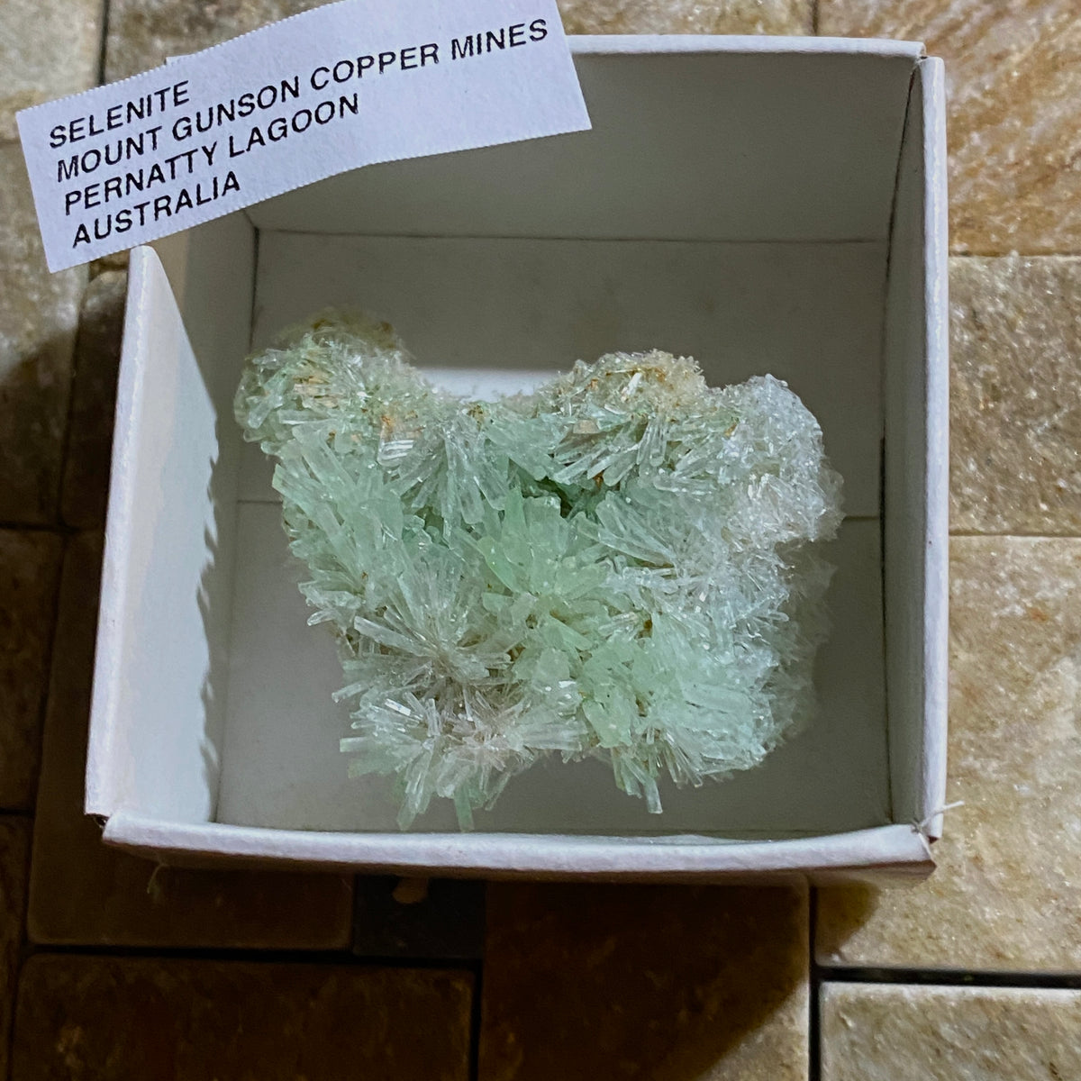 GREEN SELENITE UNIQUE TO PERNATTY LAGOON, AUSTRALIA 11g MF5433