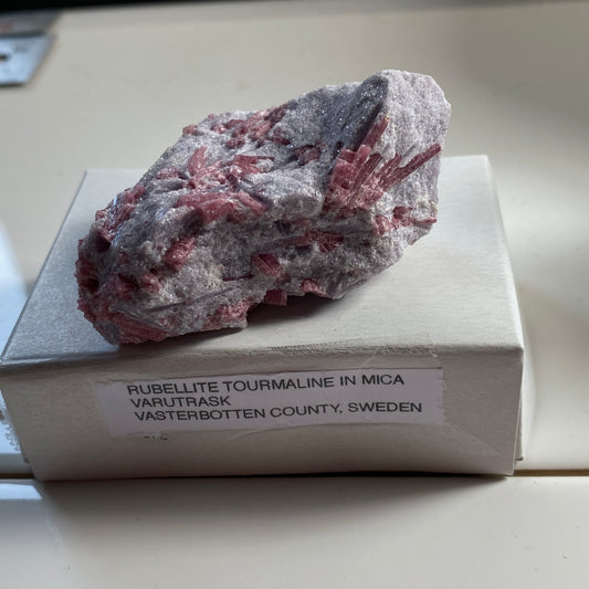 RUBELLITE TOURMALINE IN MICA MATRIX - VARAUTRASK, SWEDEN. 60g MF2092