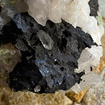 BORNITE & QUARTZ ON FUCHSITE - MESSINI MINE, SOUTH AFRICA