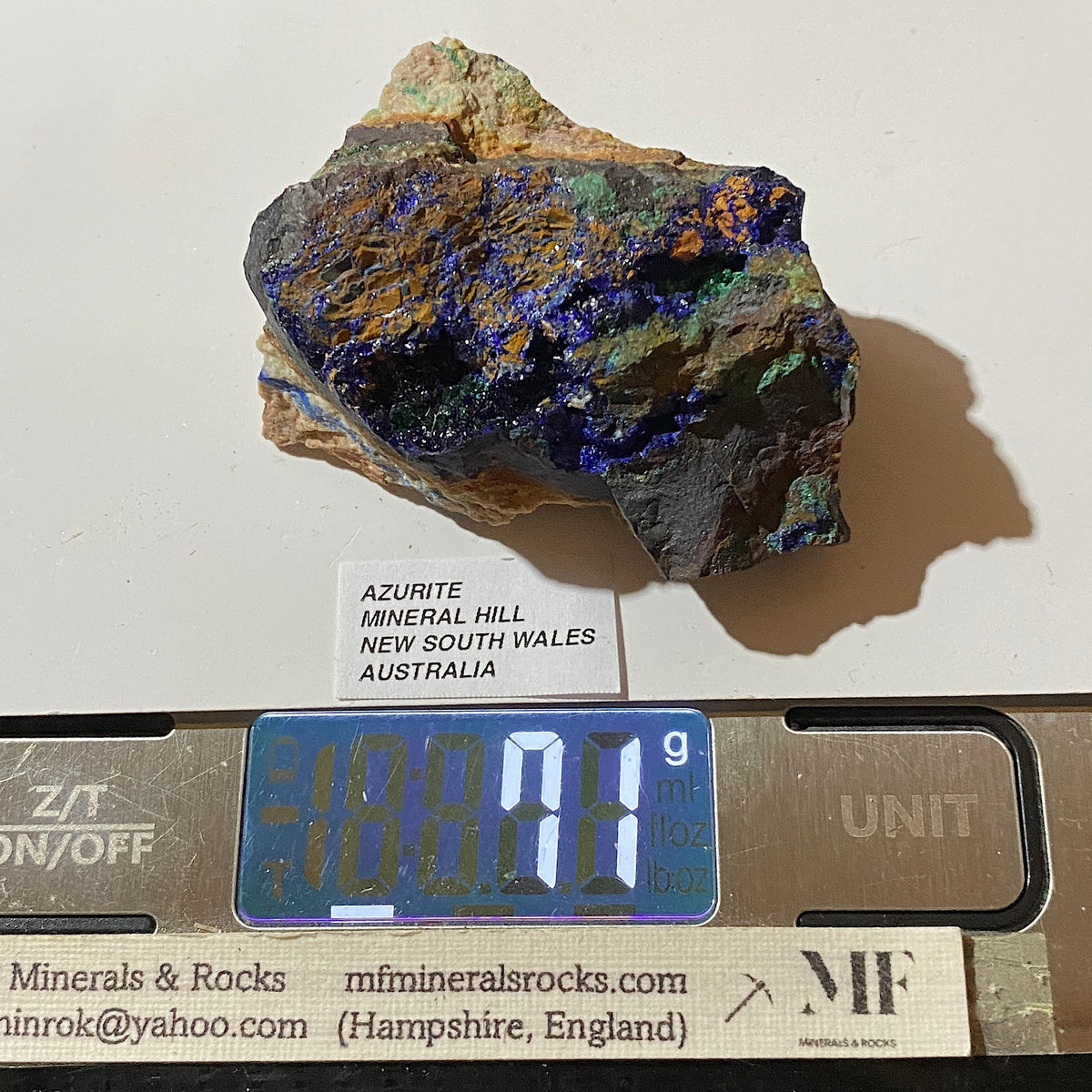 AZURITE [ETC] : MINERAL HILL, CONDOBOLIN, NEW SOUTH WALES, AUSTRALIA  71g MF5437