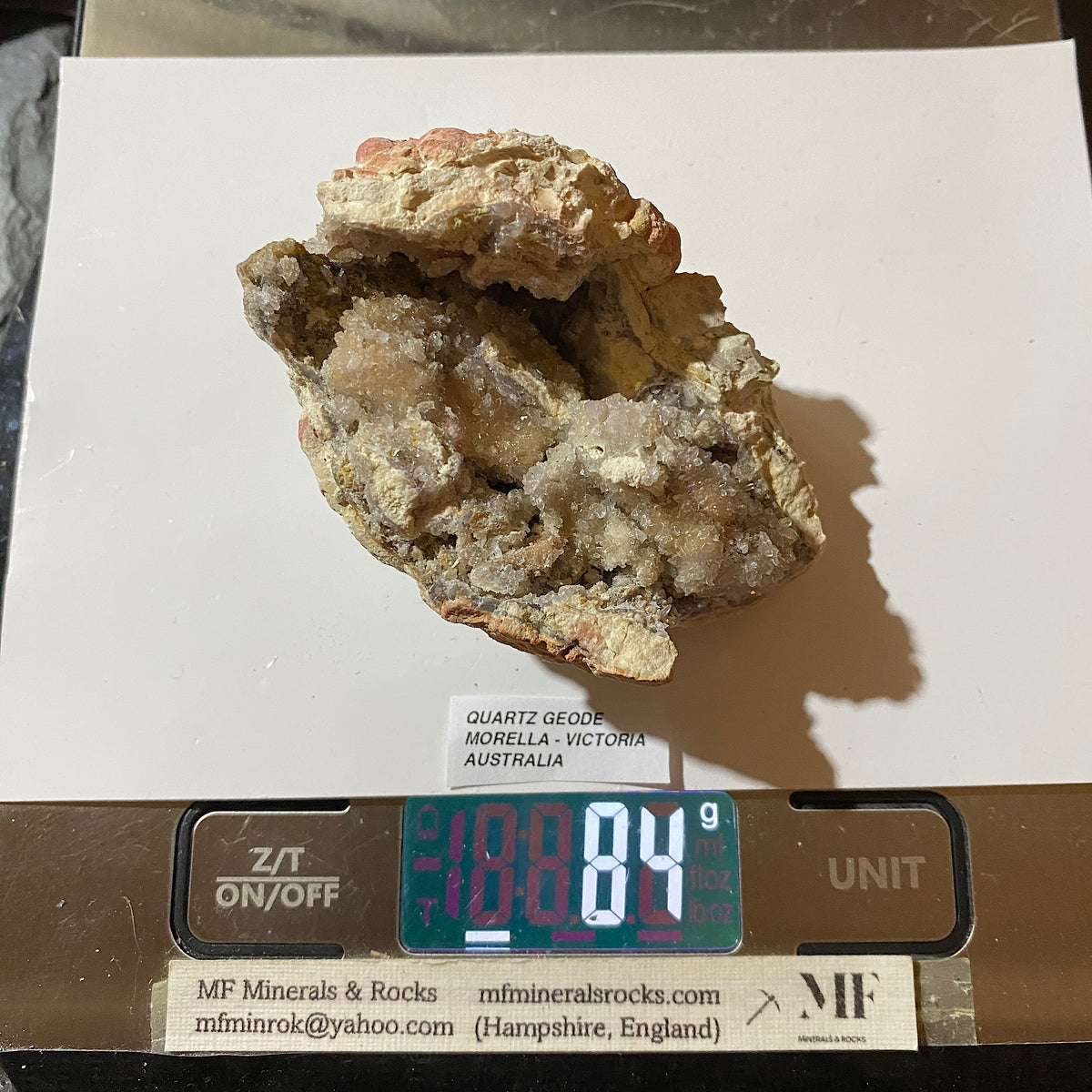 QUARTZ GEODE : MORELLA, VICTORIA, AUSTRALIA. 84g. MF5438