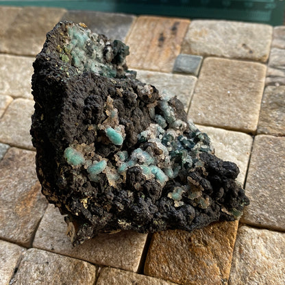 ROSASITE ON BLACK MANGANESE OXIDE MATRIX - OJUELA MINE, MEXICO  53g. MF2169