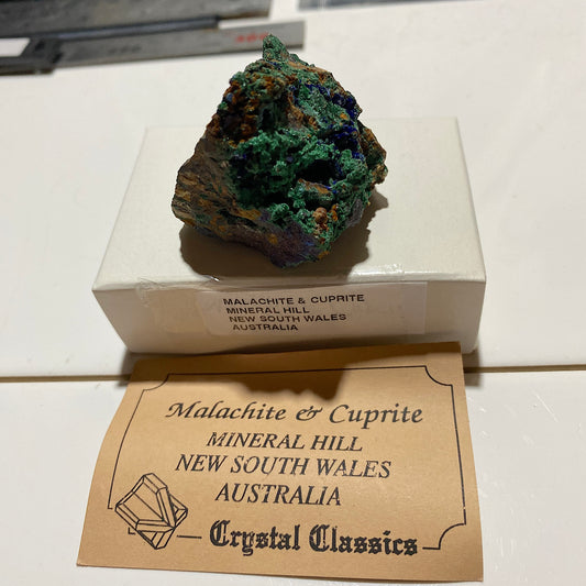MALACHITE WITH CUPRITE : MINERAL HILL, CONDOBOLIN, N.S.W.  AUSTRALIA  73g MF5443