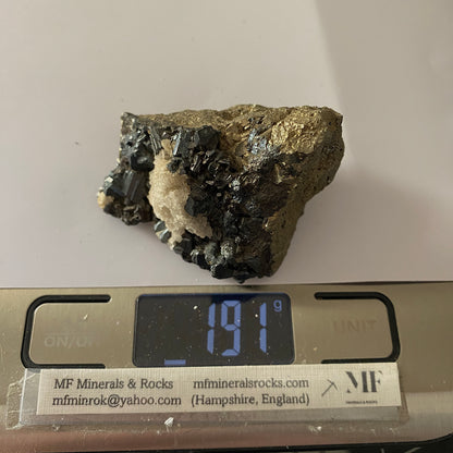 BOURNONITE ON PYRITE - NOCHE BUENA MINE, ZACATECAS, MEXICO  191g. MF932