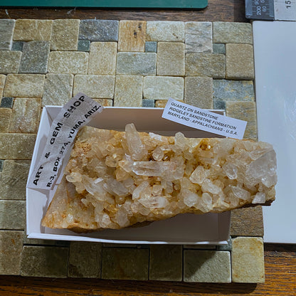 QUARTZ CRYSTALS ON SANDSTONE : RIDGELEY SANDSTONE FORMATION, MARYLAND U.S.A. 496g MF5466