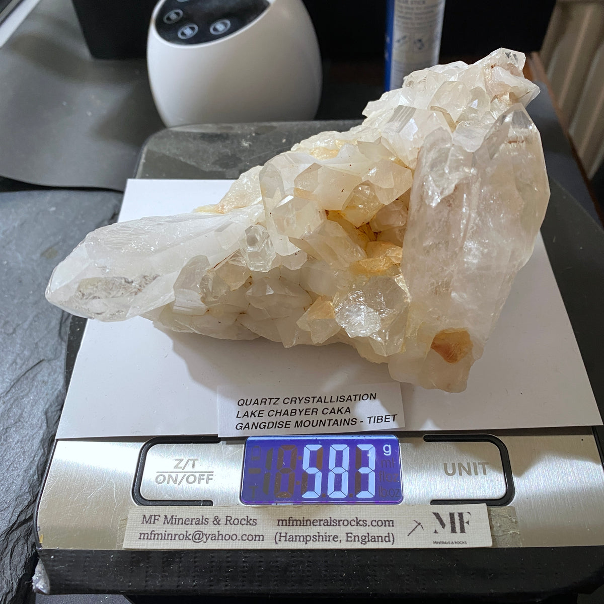 QUARTZ : RARE/IMPRESSIVE  SPECIMEN FROM LAKE CHABYER CAKO, GANGDISE MTS., TIBET. 583g MF5467