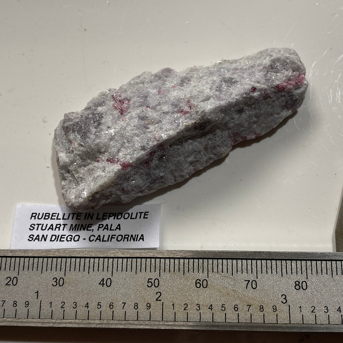 RUBELLITE IN LEPIDOLITE : STURAT MINE, PALA, CALIFORNIA, U.S.A.  23g MF5456