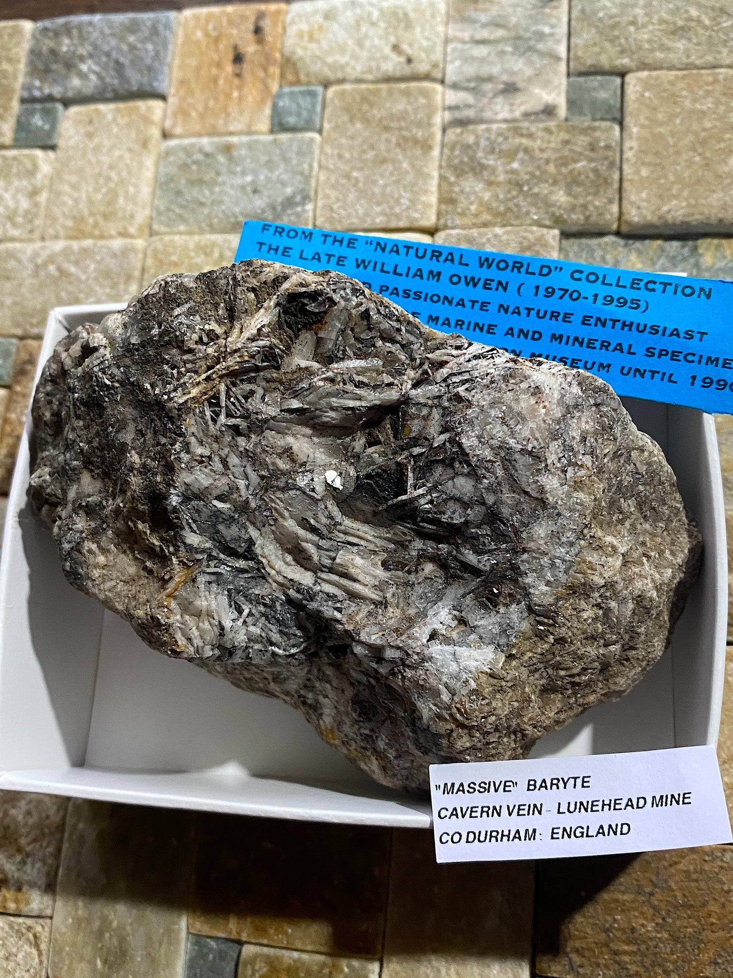 BARYTE "MASSIVE" : CAVERN VEIN, LUNEHEAD MINE, CO DURHAM, ENGLAND  661g MF4741