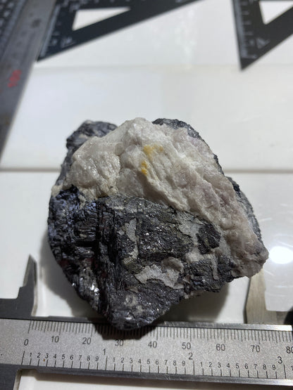 SOLID GALENA WITH FLUORITE : BOLTSBURN MINE, ROOKHOPE, CO DURHAM, ENGLAND 513g MF4743