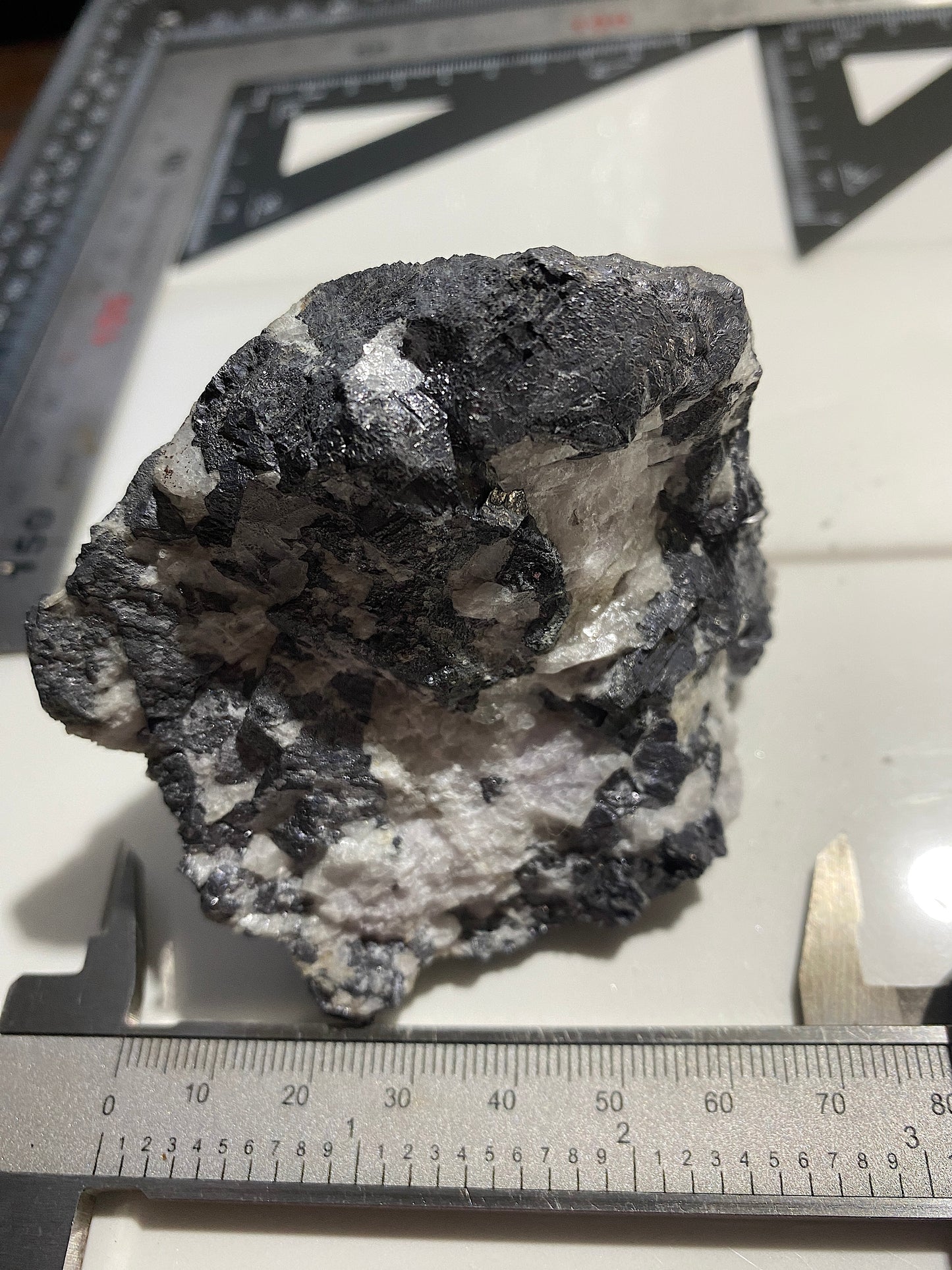 SOLID GALENA WITH FLUORITE : BOLTSBURN MINE, ROOKHOPE, CO DURHAM, ENGLAND 513g MF4743