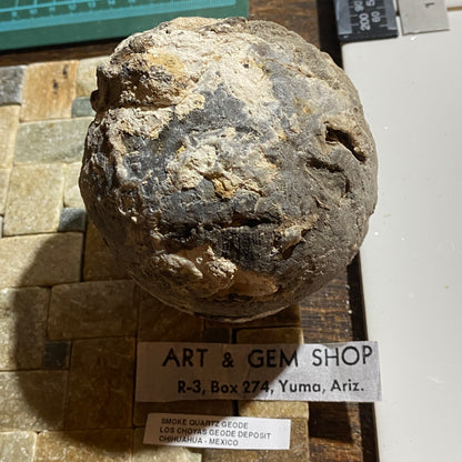 SMOKE QUARTZ GEODE NODULE : LOS CHOYAS GEODE DEPOSIT, MEXICO 787g MF5460