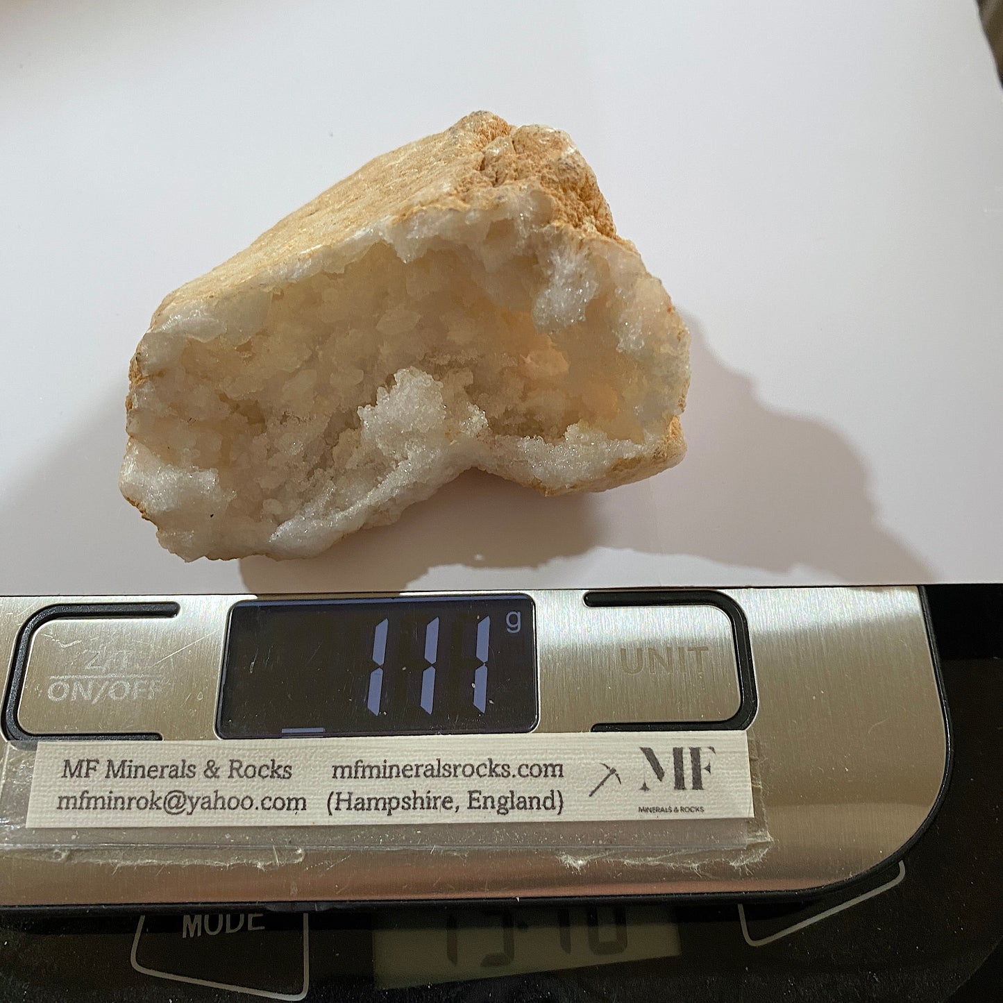 EXQUISITE QUARTZ GEODE - VALDEMANTILLO RAVINE, CASILE-LEON, SPAIN 111g MF949