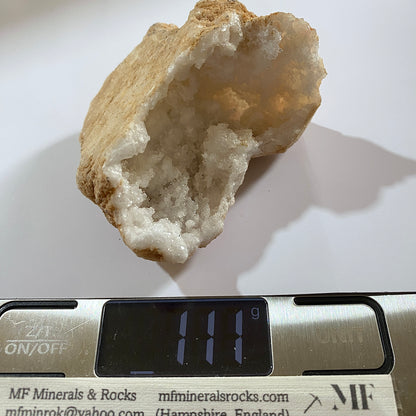 EXQUISITE QUARTZ GEODE - VALDEMANTILLO RAVINE, CASILE-LEON, SPAIN 111g MF949