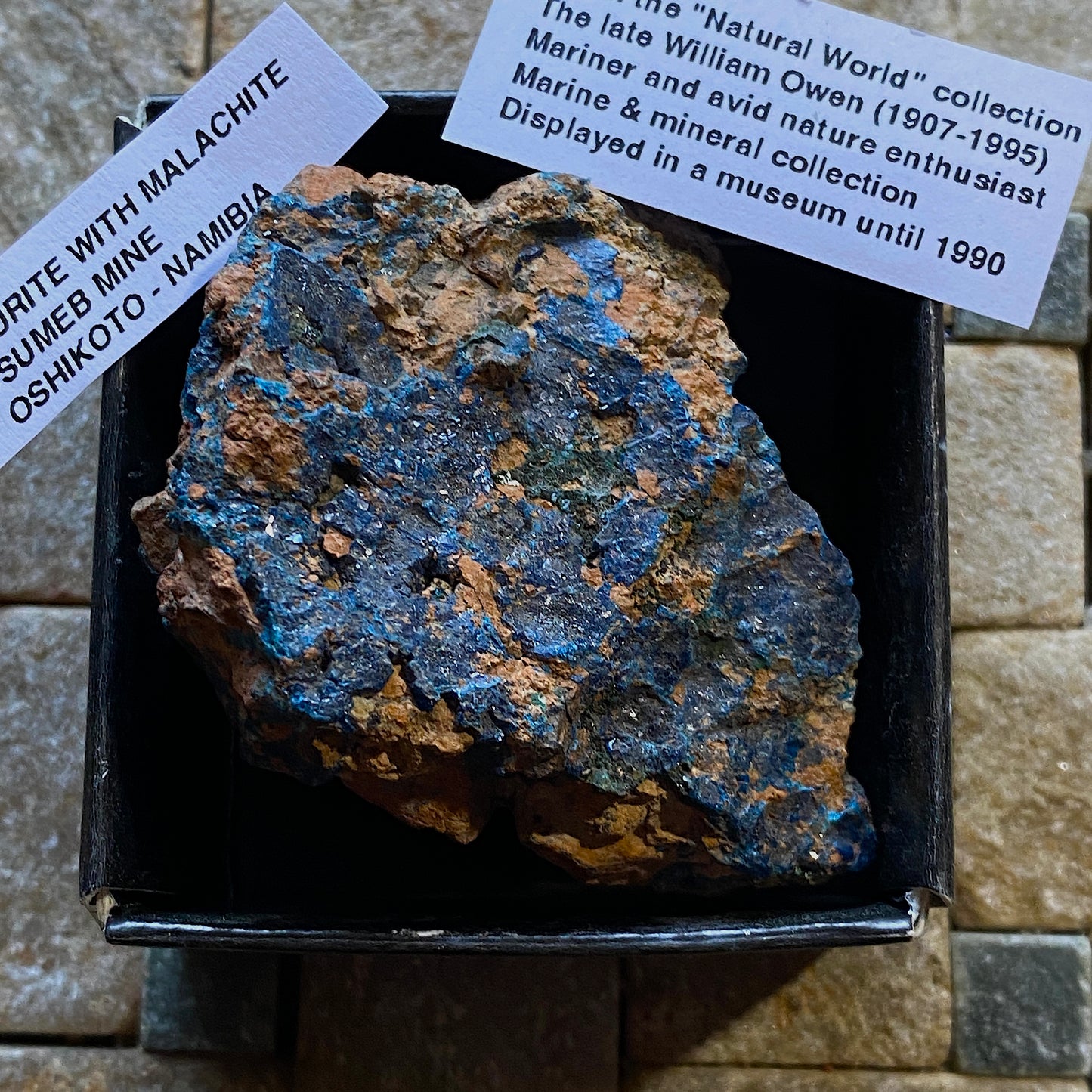 AZURITE WITH MALACHITE - TSUMEB MINE, OSHIKOTO, NAMIBIA, AFRICA 87g MF916