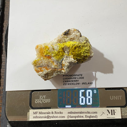 PYROMORPHITE : LUGANURE LODE, CAMADERRY, CO WICKLOW, IRELAND. 69g MF5470