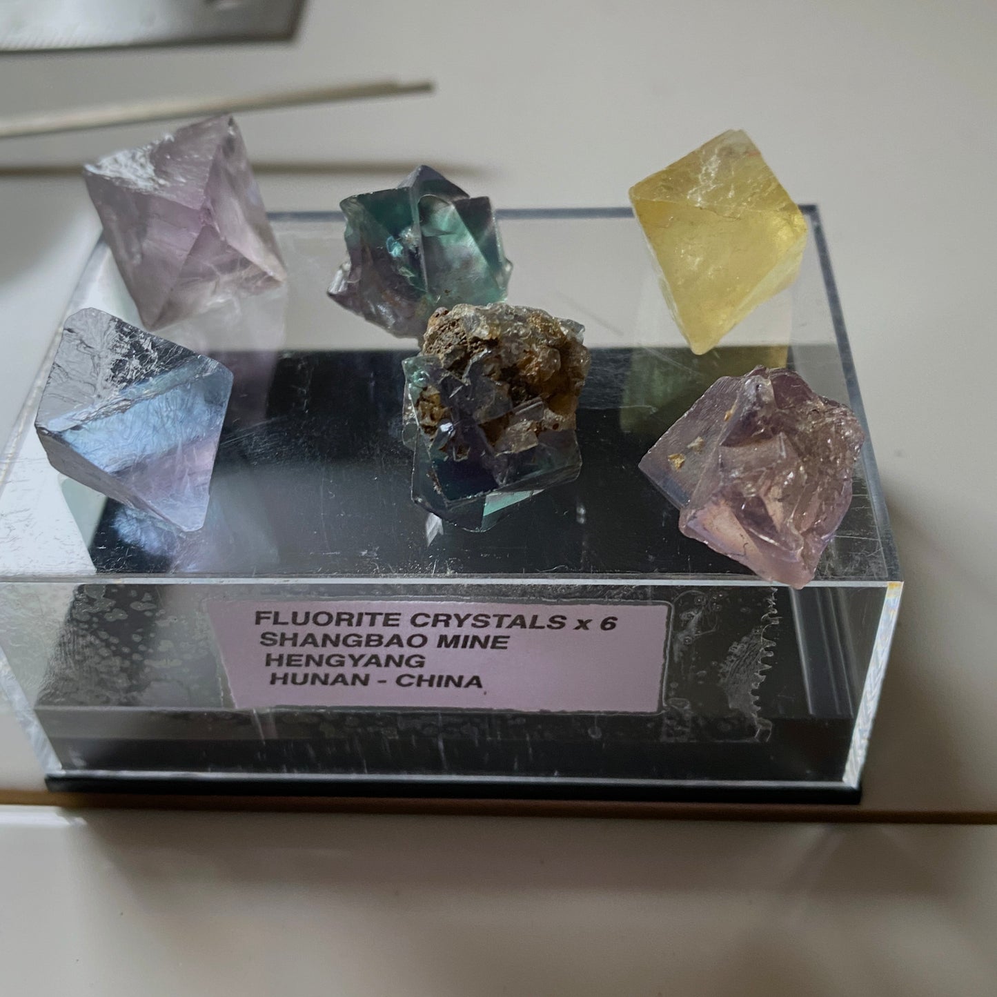 FLUORITE CRYSTAL SPECIMENS x 6 - SHANGBAO MINE, HUNAN, CHINA  36g. MF2359