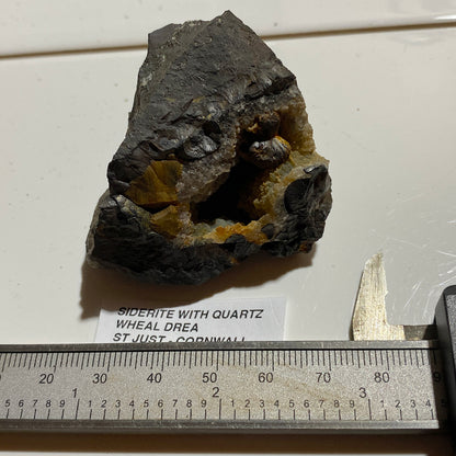 SIDERITE WITH QUARTZ : WHEAL DREA, BOTALLACK, ST JUST, CORNWALL  104g. MF5474