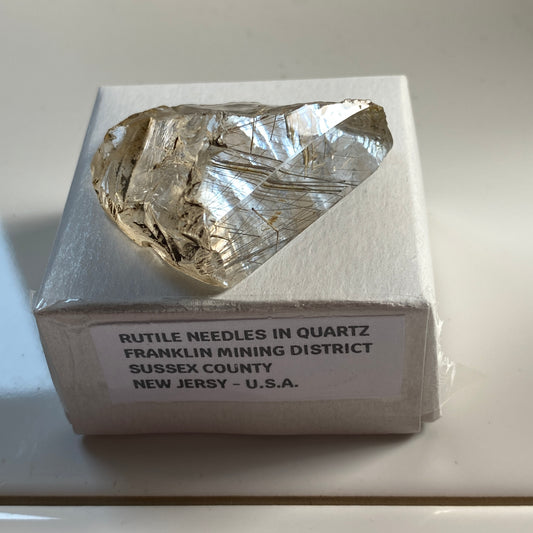 RUTILE IN QUARTZ - FRANKLIN MINING DISTRICT,  NEW JERSEY, U.S.A. 23g MF2362