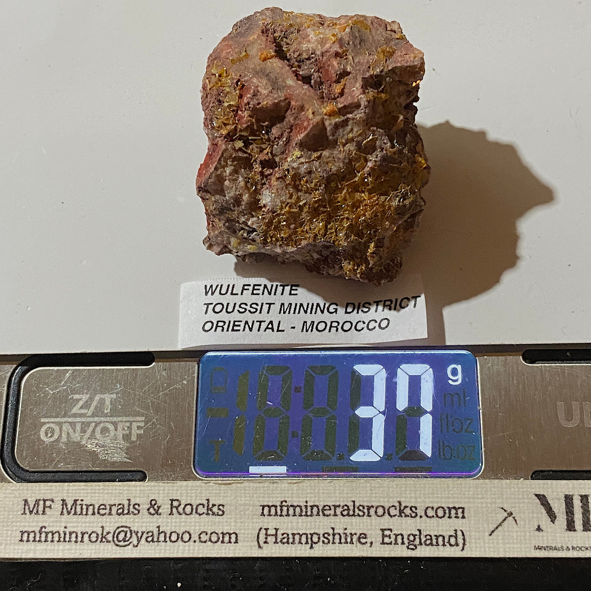 WULFENITE ON MATRIX : TOUSSIT MINING DISTRICT, ORIENTAL - MOROCCO  37g MF5480