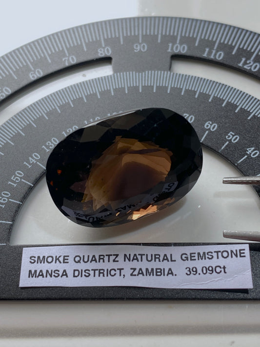 SMOKE QUARTZ NATURAL GEMSTONE : MANSA DISTRICT, LUAPULA PROVINCE, ZAMBIA 39.16Ct MFG4834