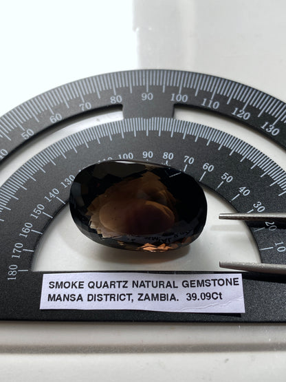 SMOKE QUARTZ NATURAL GEMSTONE : MANSA DISTRICT, LUAPULA PROVINCE, ZAMBIA 39.16Ct MFG4834