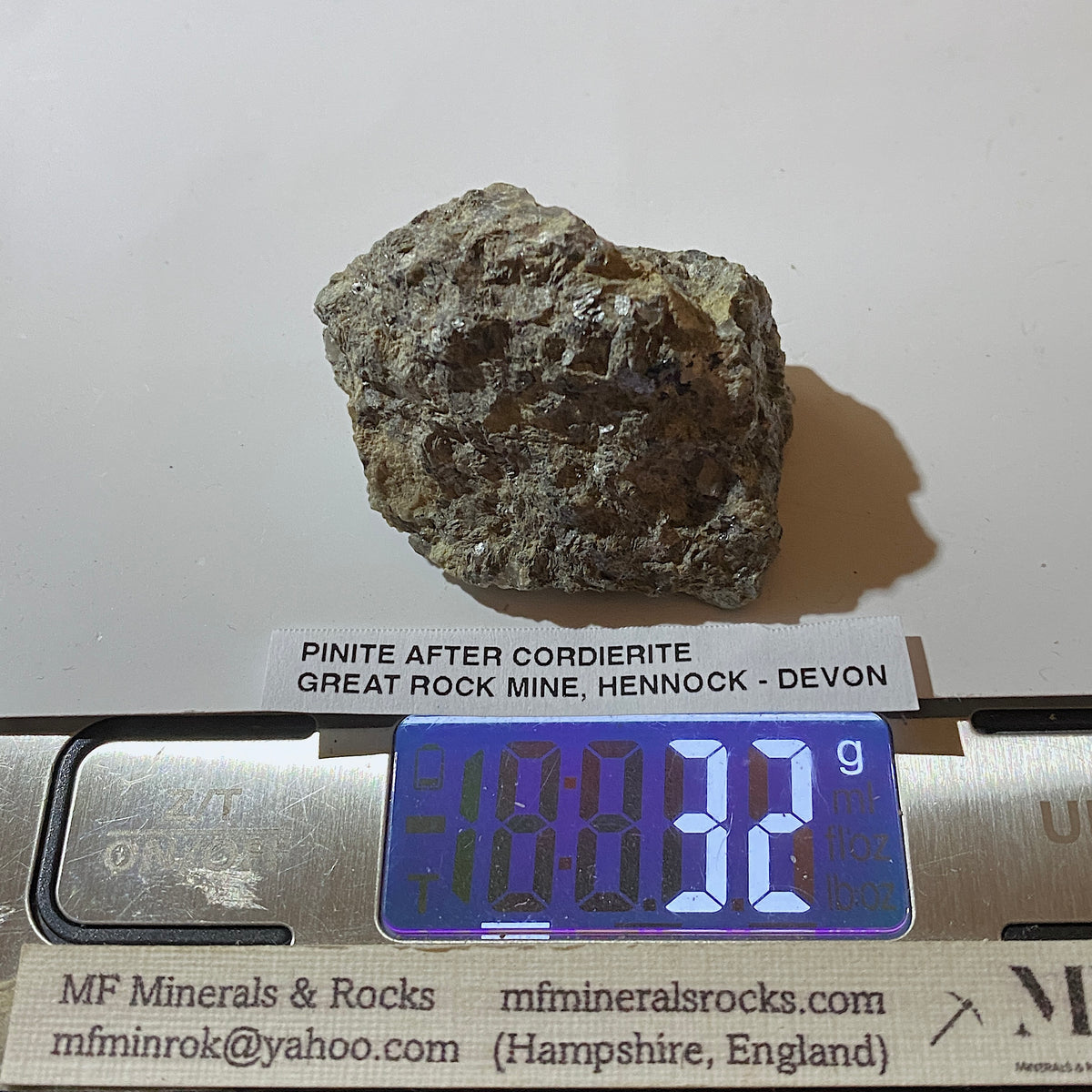 PINITE AFTER CORDIERITE : GREAT ROCK MINE, HENNOCK, BOVEYTRACEY, DEVON, ENGLAND 32g MF5483