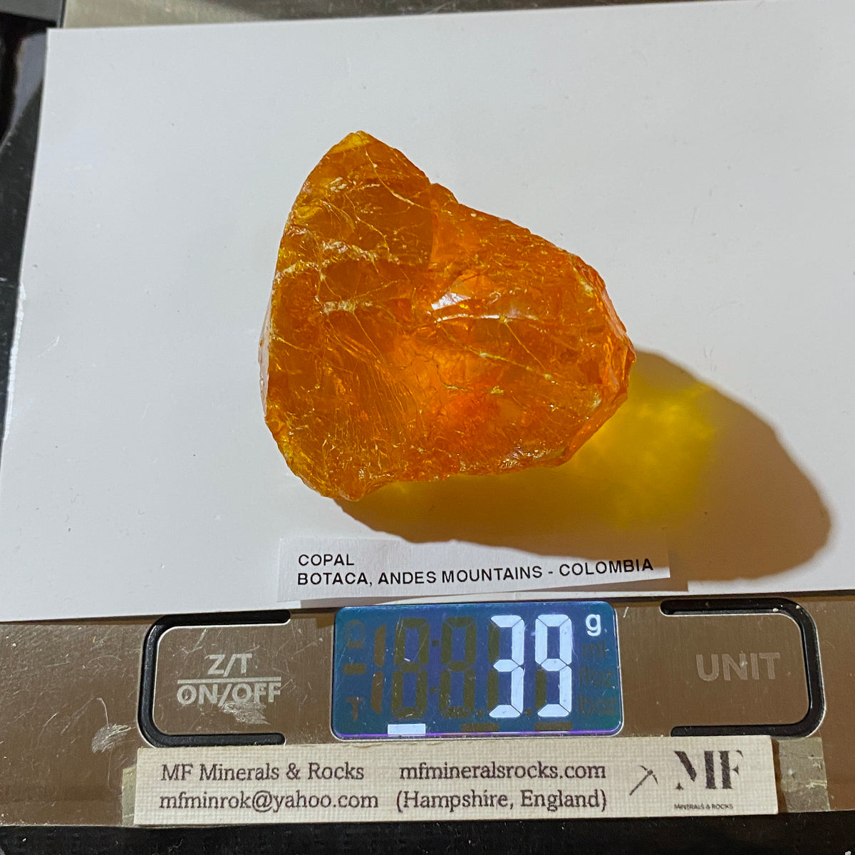 COPAL : BOYACA, ANDES MOUNTAINS, COLOMBIA. 39g. MF5485