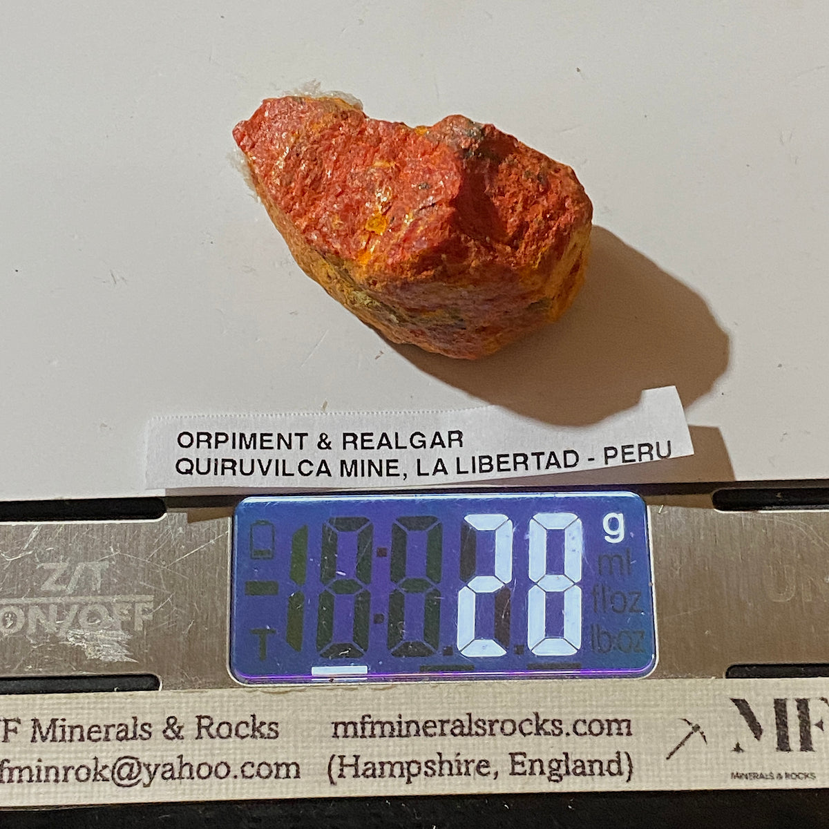 ORPIMENT & REALGAR : QUIRUVILCA MINE, SANTIAGO DE CHUCO, PERU  28g. MF548628g
