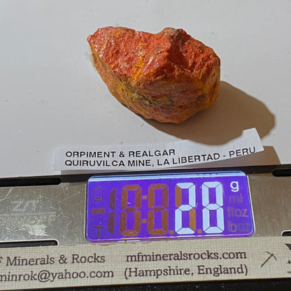 ORPIMENT & REALGAR : QUIRUVILCA MINE, SANTIAGO DE CHUCO, PERU  28g. MF548628g