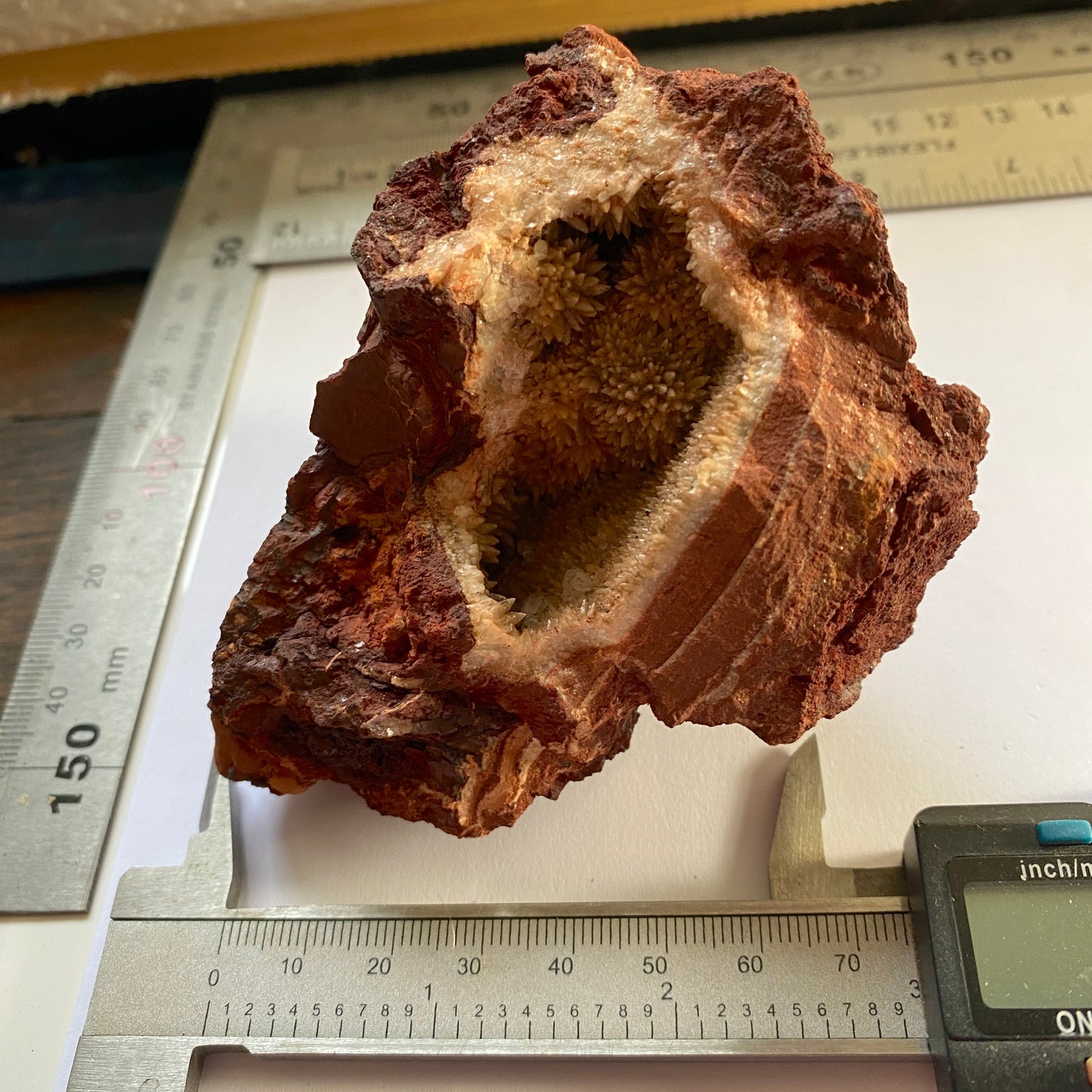 CALCITE VUG IN LIMONITE -OLD WHATLEY QUARRY, MENDIP HILLS, SOMERSET 300g MF2367