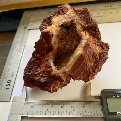 CALCITE VUG IN LIMONITE -OLD WHATLEY QUARRY, MENDIP HILLS, SOMERSET 300g MF2367