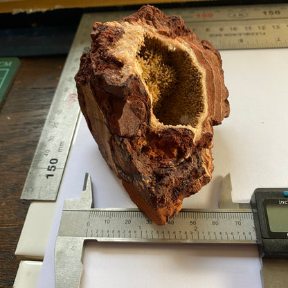 CALCITE VUG IN LIMONITE -OLD WHATLEY QUARRY, MENDIP HILLS, SOMERSET 300g MF2367