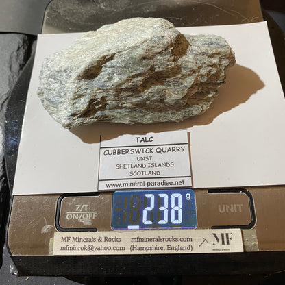 TALC : CUBBERSWICK QUARRY, UNST, SHETLAND, SCOTLAND 238g. MF5489