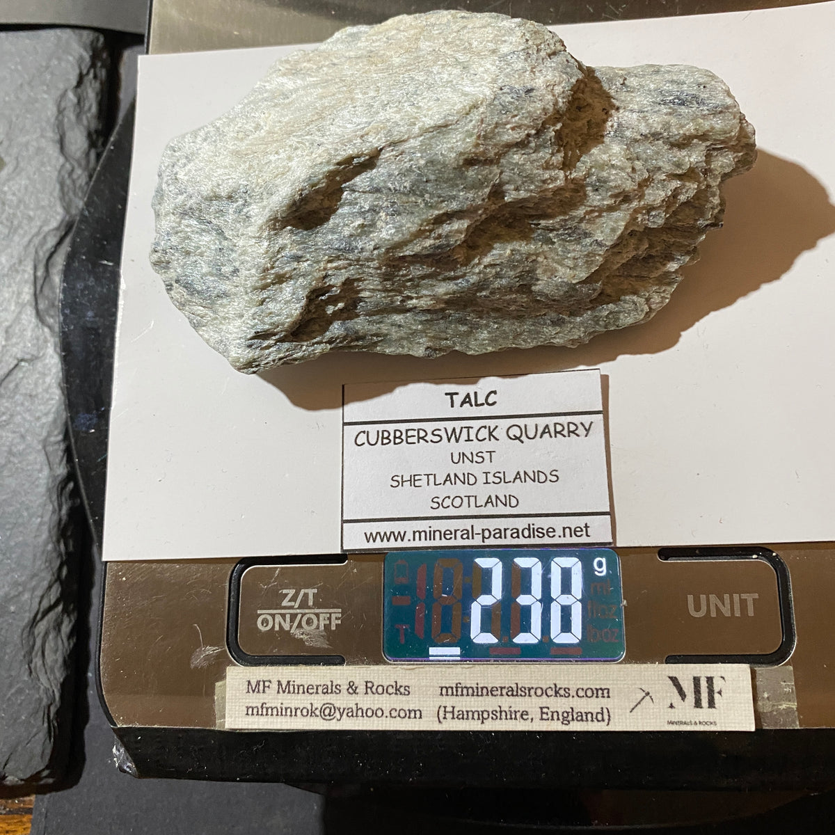 TALC : CUBBERSWICK QUARRY, UNST, SHETLAND, SCOTLAND 238g. MF5489