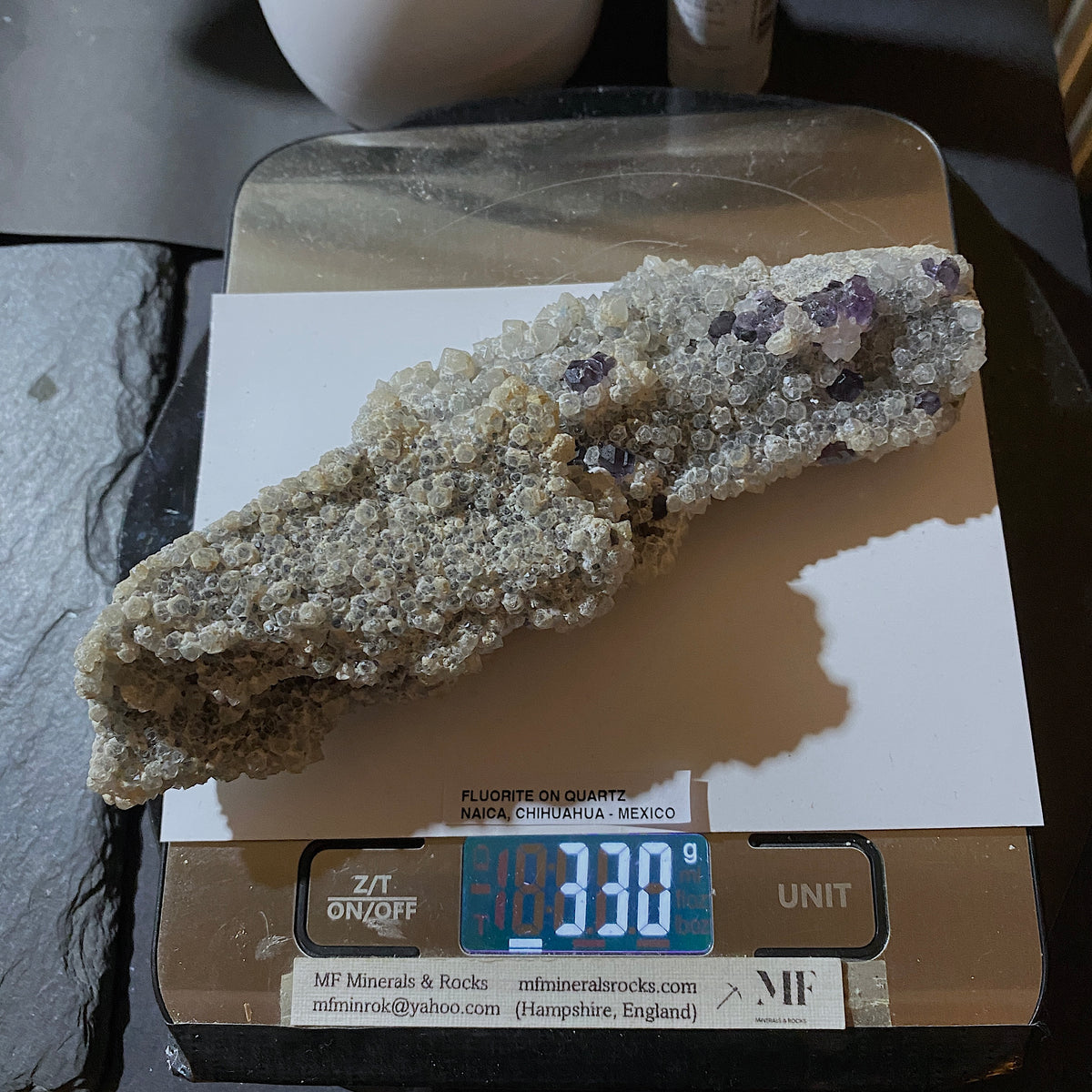 FLUORITE/QUARTZ FASCINATING SPECIMEN : NAICA, CHIHUAHUA, MEXICO 330g. MF5492