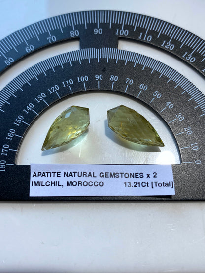 APATITE NATURAL GEMSTONES x 2 : IMILCHIL, MOROCCO. 13.21Ct MFG4846
