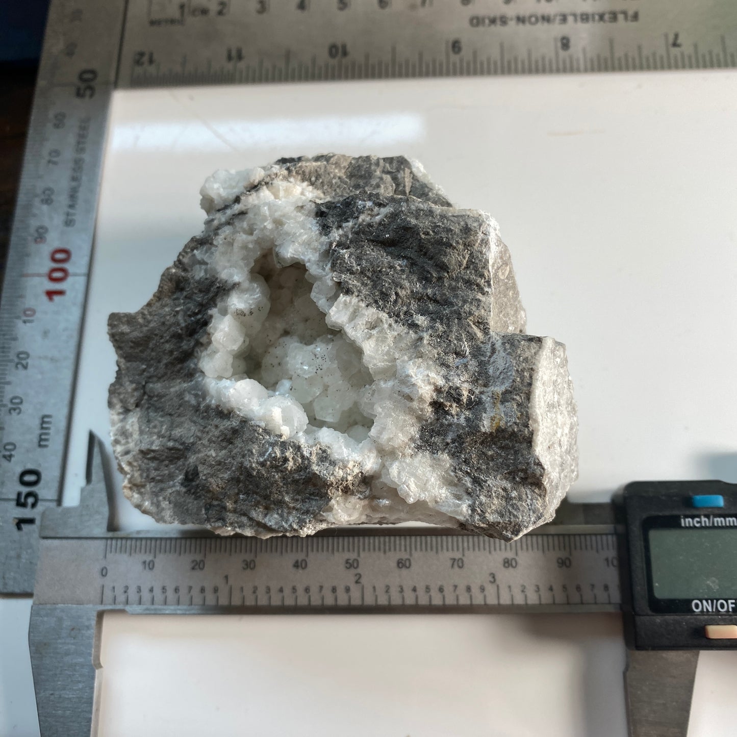 CALCITE VUG IN CARBONIFEROUS LIMESTONE - WICKWAR QUARRY, 358g MF2382