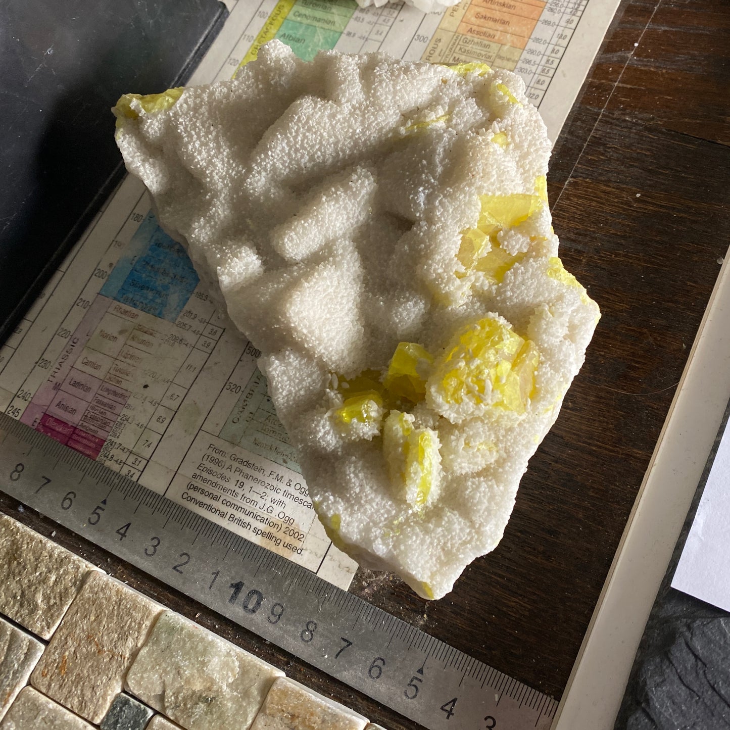 SULPHUR WITH CALCITE BEAUTIFUL LARGE SPECIMEN FROM SICILY LARGE 910g MF1569