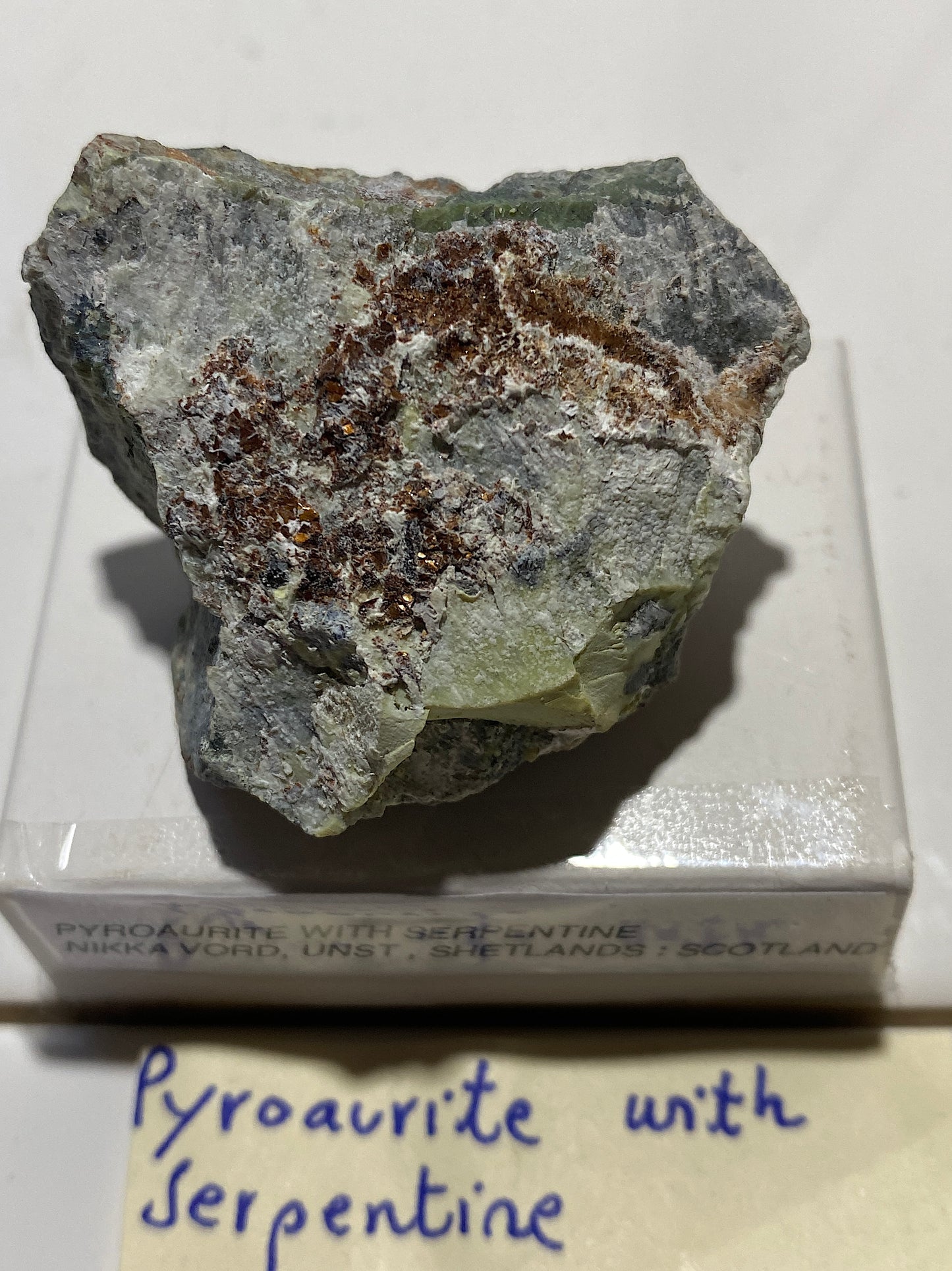 PYROAURITE ON SERPENTINE :NIKKA VORD, UNST,SHETLAND, SCOTLAND 28g MF4845