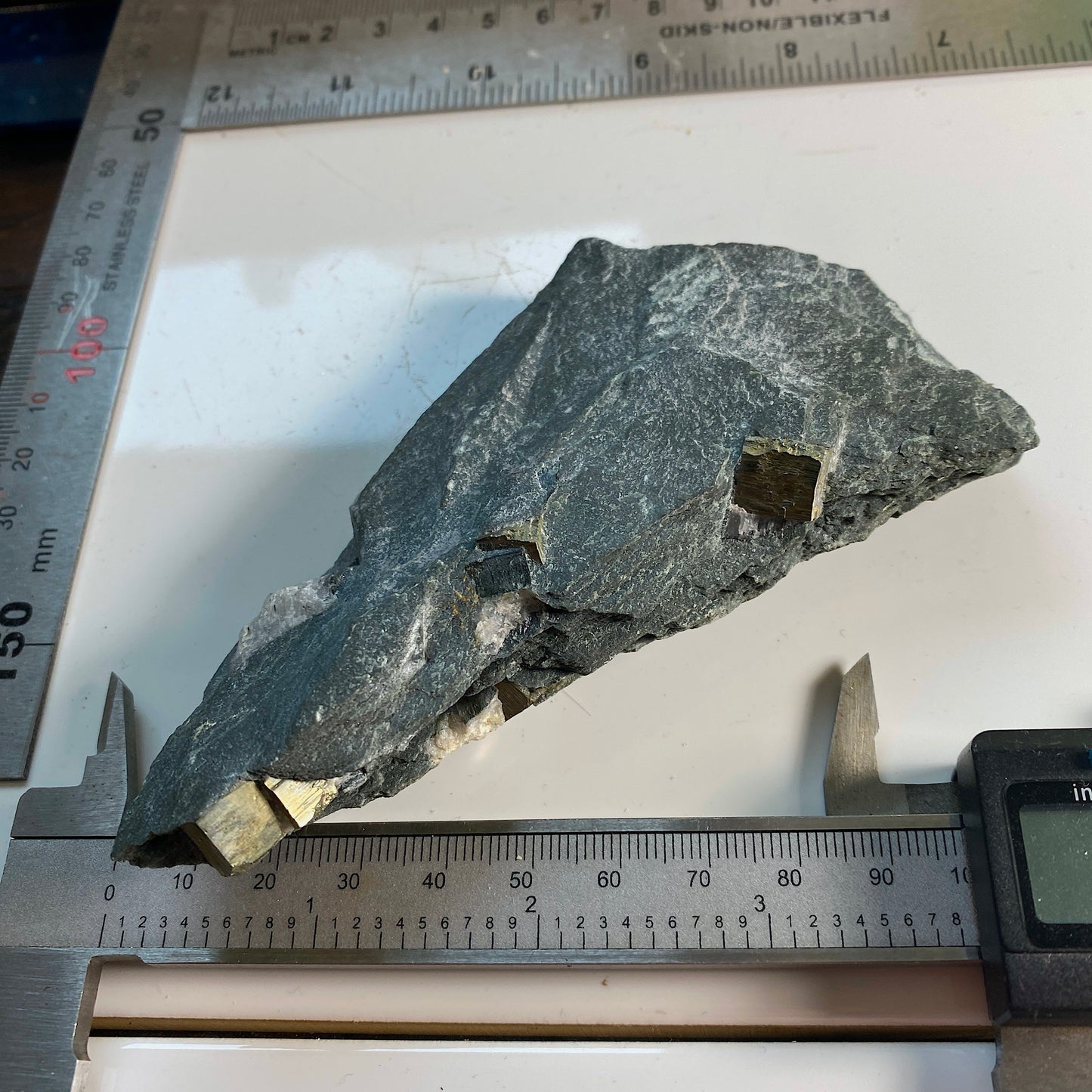 PYRITE & QUARTZ IN SLATE - GLODDFA GANOL, WALES. 196g  MF2125