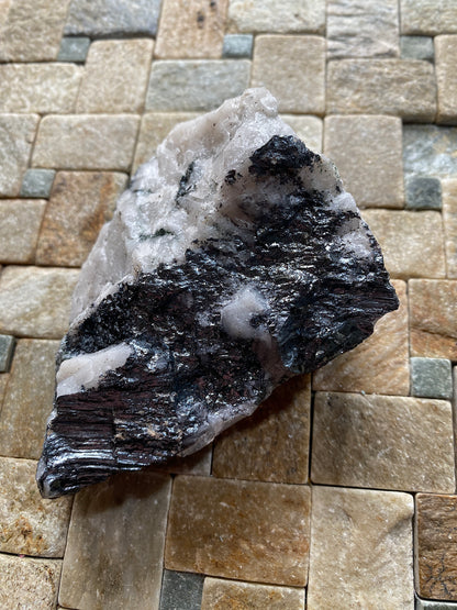 MICACEOUS HEMATITE IN QUARTZ : BIRNHAM QUARRY, PERTHSHIRE, SCOTLAND 256g MF4856