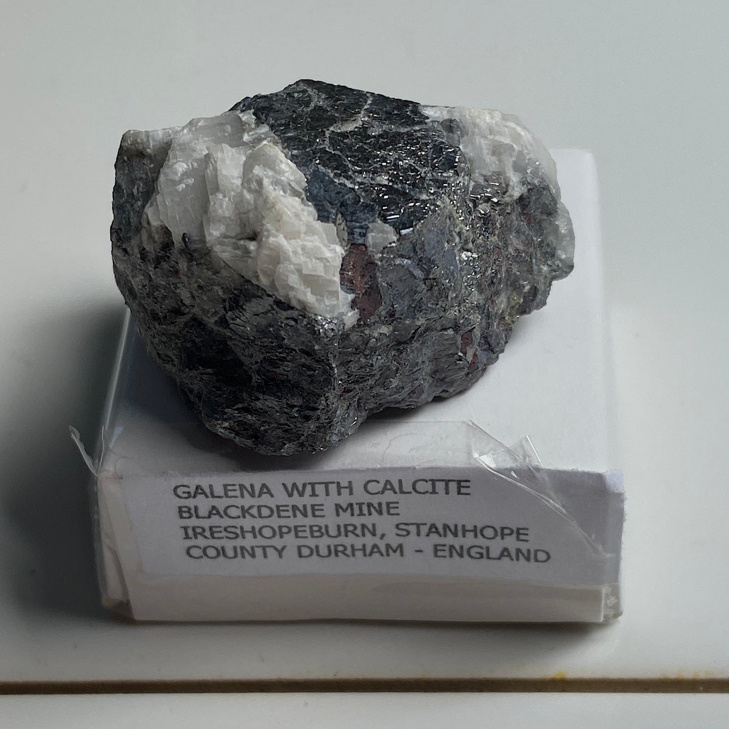 GALENA WITH CALCITE - BLACKDENE MINE, IRESHOPEBURN, STANHOPE, COUNTY DURHAM ENGLAND. 54g MF2116