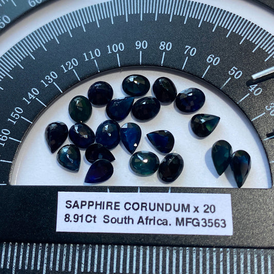 SAPPHIRE CORUNDUM GEMSTONES x 20 NATURAL STONES - SOUTH AFRICA 8.91Ct MFG3563